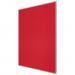 This picture shows a vibrant red ACCO Brands Noticeboards Nobo Essence Felt Notice Board, measuring 1800x1200mm. The texture of the felt surface is visible, providing a soft and inviting appearance. The board is surrounded by a sleek silver frame, adding a touch of sophistication. The combination of the bold color and modern frame creates a striking visual display.