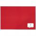 The image shows a vibrant red ACCO Brands Noticeboards Nobo Essence Felt Notice Board, measuring 1800x1200mm. The surface is covered in soft, felt material, providing a textured and durable surface for pinning important notices and reminders. The sleek design and large size make it perfect for any office or classroom setting. The board is framed in a modern silver frame, adding a touch of style to the overall look.