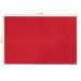 The photo displays a vibrant red felt notice board, labeled as the Nobo Essence. The board is large, measuring 1800x1200mm, and is made by ACCO Brands. It features a smooth, fabric-like surface, perfect for pinning important notes and documents. The edges are sleek and modern, adding a touch of elegance to any workspace. The corner of the board has the Nobo logo, and it appears to be made with high-quality materials. The board is mounted on a wall, with various papers pinned to it, showcasing its functionality and usefulness. Overall, the photo captures a professional, organized and stylish board that would make a great addition to any office or home office setting.