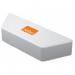 In the image, there is a white magnetic whiteboard eraser from ACCO Brands. The eraser is specifically designed for use on drywipe boards and is made by the brand Nobo. It is a bright white color and is rectangular in shape, fitting comfortably in the palm of your hand. The eraser is adorned with the Nobo logo in the corner and has a sleek, modern design. It appears to have a soft material on the bottom for easy and efficient erasing of whiteboard markings.