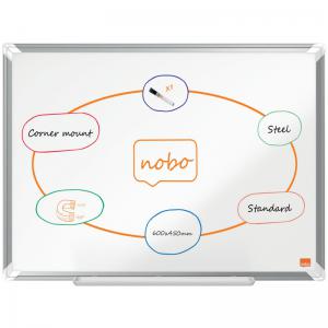 Nobo Premium Plus Steel Magnetic Whiteboard - 600x450mm, Aluminium