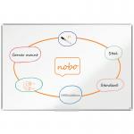This image features a sleek and modern ACCO Brands Magnetic Whiteboard by Nobo. The premium steel surface is framed with a clean aluminium trim, making it perfect for any professional setting. It is also EU Ecolabel Certified, promoting sustainability and eco-friendliness.