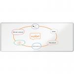 The picture shows a sleek, aluminum trimmed whiteboard from ACCO Brands. Measuring 3000x1200mm, it features a steel magnetic surface and is EU Ecolabel certified. Perfect for offices or classrooms, this whiteboard is both functional and environmentally friendly.