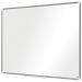 The image shows a sleek and modern Nobo brand whiteboard with a premium quality melamine surface. It measures 1200x900mm and is perfect for writing and erasing with drywipe markers. The bright white surface provides excellent contrast for clear writing and the sturdy aluminum frame adds a professional touch. Great for use in offices, classrooms, and other work environments.