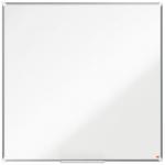 This picture shows a large whiteboard with a melamine finish. The board is 1200x1200mm in size and is made by ACCO Brands. The surface is smooth and is designed specifically for dry-wipe markers. The edges are sturdy and have a premium quality feel. The board is perfect for professional settings and would be a great addition to any office or meeting room. It is ideal for brainstorming, note-taking and collaborating. The sleek design and clean white surface make it a modern and functional choice.