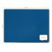 The photo shows a high-quality ACCO Brands Noticeboards Nobo Premium Plus Felt Notice Board in a vibrant blue shade. The size of the board is 1200x900mm and it is neatly mounted on a wall. The felt surface is smooth and perfect for displaying important notices and messages. The edges are neatly finished and the overall appearance is professional and sleek. The photo captures the functionality and durability of this notice board, making it a great addition to any workspace.