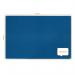 The photo shows a vibrant blue Felt Notice Board from Nobo Premium Plus collection by ACCO Brands. Measuring at 1800x1200mm, the board is large and perfect for displaying important notices or creative ideas. The felt material has a soft and textured surface, providing a stylish and functional backdrop. The edges are neatly finished with a silver aluminum frame, adding a touch of elegance to the board. Overall, the notice board appears professional and ideal for any office or classroom setting.