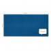 In the photo, there is a sleek, blue felt notice board, measuring 2400x1200mm, from the Nobo Premium Plus line by ACCO Brands. The surface is covered in a soft, velvety material, perfect for displaying important messages, reminders, or creative displays. The aluminum frame adds a modern touch and ensures durability. The board is mounted on a wall and is well-lit, highlighting its professional and functional design.