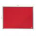 The picture shows a vibrant red Nobo Essence felt notice board from ACCO Brands. Measuring 600x450mm, it is the perfect size for small notes and reminders. The surface is made of high-quality felt, adding a soft texture to the overall appearance. The frame is sleek and modern, making it suitable for any decor style. The board is blank, waiting to be filled with important messages or inspirational quotes. A must-have for any home or office space.