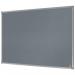 The image shows a grey Nobo Essence Felt Notice Board, measuring 900x600mm, made by ACCO Brands. The board is mounted on a wall and features a soft felt surface, perfect for pinning notices or important documents. The sleek design and modern color make it a versatile addition to any office or study space, providing a practical and stylish display area.