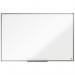 The picture shows a sleek and professional-looking whiteboard with a smooth melamine surface. It measures 900x600mm, making it a convenient size for various uses. The brand name Nobo Essence is printed in the top right corner, adding a touch of sophistication. The crisp white surface is perfect for writing and erasing with ease, allowing for effortless organization and brainstorming. A sturdy and reliable ACCO Brands product, this whiteboard is a practical addition to any office or workspace.