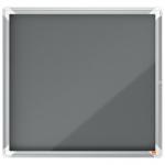 Nobo Premium Plus Felt Lockable Notice Board 6xA4 Grey Hinged 1915328