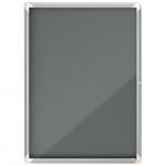 Nobo Premium Plus Felt Lockable Notice Board 9xA4 Grey Hinged 1915330