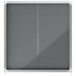 Nobo Premium Plus Felt Lockable Notice Board 12xA4 Grey Sliding 1915337