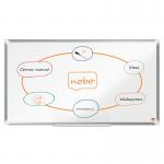 This image shows a sleek and modern whiteboard with a wide, widescreen design. The whiteboard is made of steel and features an aluminium trim. The board is EU Ecolabel Certified and produced by ACCO Brands. It is spacious, measuring 890x500mm and has a magnetic surface for easy attachment of notes and documents.