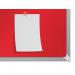 The photograph features an ACCO Brands Noticeboards Nobo Impression Pro Widescreen Felt Notice Board in a vibrant red color. The board has a size of 710x400mm and is ideal for displaying important notices and announcements. The surface is made of high-quality felt material, giving it a professional look. The board is mounted on a sturdy frame, making it easy to hang on any wall. The wide layout allows for more space to showcase various information.