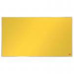 The picture shows a yellow Nobo Impression Pro widescreen felt notice board from ACCO Brands. Measuring 710x400mm, the board has a sleek and modern design, with a smooth and clean surface. The vibrant yellow color adds a pop of color to any space. The felt material is soft and durable, providinga perfect background for pinning notices and messages. The board is spacious and perfect for displaying important information in any office or home setting. Its high quality and professional appearance make it an ideal choice for organizing and displaying information.