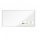 The photograph captures a sleek and spacious whiteboard, measuring 2400x1200mm in size. The surface is made of high-quality melamine, giving it a smooth and durable texture. The edges are framed by a pure white border, adding a touch of elegance to the overall design. The brand name, ACCO Brands, is printed discreetly on the bottom corner. The surface is drywipe, ideal for writing, drawing, and erasing without leaving any stubborn marks. This premium Nobo whiteboard is a versatile addition to any workspace, offering ample room for creativity and organization.