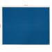 In the image, there is a blue Nobo Essence Felt Notice Board, measuring 1500x1200mm, from ACCO Brands. The board has a smooth, velvety surface and is framed with a sleek, silver border. Various notes, pictures, and important documents are pinned to the board with colorful push pins. The board is mounted on a wall, adding a functional and stylish touch to the space.