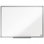 The photograph captures a sleek and modern whiteboard, measuring 600x450mm, from ACCO Brands drywipe board line. The surface is made of smooth melamine and its clean design is enhanced by the Nobo brand logo in the corner. The board appears to be mounted on a wall, ready to be used in any office or classroom setting.