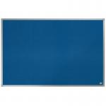 The photo shows a blue felt notice board from ACCO Brands Nobo Value series. It measures 900x600mm and is mounted on a wall. The fabric surface is soft and textured, perfect for pinning important notes and memos. The board also features a sturdy aluminum frame and comes with mounting hardware. The blue color adds a pop of color to any office or classroom setting.