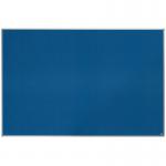 The picture shows a blue felt notice board, measuring 1800x1200mm, from the brand ACCO Brands. The notice board is from the Nobo Value range and is ideal for displaying important notices and information. The board has a smooth surface and is made from high-quality materials. It is mounted on a sturdy frame and has a sleek and professional appearance. The blue color adds a pop of color and makes the board stand out. The notice board is perfect for use in offices, classrooms, or any setting where communication is important.