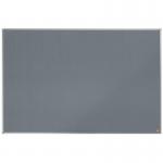 The image shows a sleek and modern grey felt notice board by Nobo Essence. Measuring 1500x1000mm, the board is the perfect size for displaying important notes, reminders, and announcements. The surface is made of soft yet durable felt material, providing a professional and organized appearance. ACCO Brands attention to detail is evident in the clean lines and minimalist design of the notice board. This practical and stylish addition to any space would be a great asset for keeping everyone informed and on track.