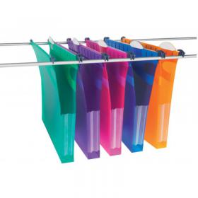 Rexel Foolscap Heavy Duty Suspension Files with Tabs and Inserts for Filing Cabinets, 30mm base, Polypropylene, Assorted Colours, Multifile Extra Secu 2102574