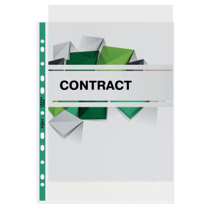 Rexel CopyKing A4 Punched Pockets with Green Spine, Glass Clear -
