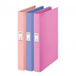 Rexel Solea High Quality A4 Ring Binder, 25 mm Spine 2 Ring, 190 Sheet Capacity. Assorted, Pack of 3 ((Blue, Red, Peach) 2115731