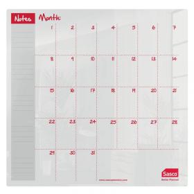 Sasco Semi Opaque Acrylic Mini Whiteboard Monthly Planner Desktop 450x450mm 2410185