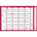 Sasco 2023 Original Year Wall Planner with wet wipe pen & sticker pack, Poster Style, 915W x 610mmH - Outer carton of 10