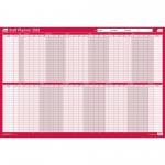 Sasco 2023 Staff Year Wall Planner with wet wipe Pen & sticker pack, Board Mounted, 915W x 610mmH - Outer carton of 10 2410204