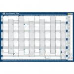 Sasco 2024 Vertical Year Wall Planner with wet wipe pen & sticker pack, Blue, Poster Style, 915mmW x 610Hmm  - Outer Carton of 10 2410219