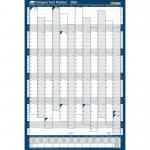 Sasco 2024 Compact Year Wall Planner Portrait with wet wipe pen & sticker pack, Blue, Poster Style, 405mmW x 610mmH  - Outer Carton of 10 2410221