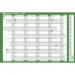 Sasco 2024 Fiscal Year Wall Planner with wet wipe pen & sticker pack, Green, Board Mounted, 915mmW x 610mmH  - Outer Carton of 10 2410225