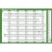 Sasco 2024 Fiscal Year Wall Planner with wet wipe pen & sticker pack, Green, Board Mounted, 915mmW x 610mmH - Outer Carton of 10 2410225