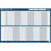 Sasco 2024 Staff Year Wall Planner with wet wipe pen & sticker pack, Blue, Board Mounted, 915mmW x 610mmH - Outer Carton of 10 2410228