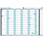 Sasco 2024 Value Year Wall Planner with wet wipe pen & sticker pack, Blue, Poster Style, 915mmW x 610mmH  - Outer Carton of 10 2410237