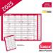 Sasco 2025 Original Year Wall Planner with wet wipe pen & sticker pack, Blue, Board Mounted, 915mmW x 610mmH - Outer Carton of 10 2410238