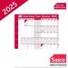 Sasco 2025 Oversized Year Wall Planner with wet wipe pen & sticker pack, Blue, Poster Style, 1100mmW x 610mmH - Outer Carton of 10 2410240