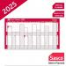 Sasco 2025 Portrait Year Wall Planner with wet wipe pen & sticker pack, Blue, Poster Style, 61mm0W x 915Hmm - Outer Carton of 10 2410242