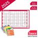 Sasco 2025 Vertical Year Wall Planner with wet wipe pen & sticker pack, Blue, Poster Style, 915mmW x 610Hmm - Outer Carton of 10 2410243