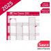 Sasco 2025 Vertical Year Wall Planner with wet wipe pen & sticker pack, Blue, Poster Style, 915mmW x 610Hmm - Outer Carton of 10 2410243