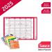 Sasco 2025 Compact Year Wall Planner Landscape with wet wipe pen & sticker pack, Blue, Poster Style, 610mmW x 405mmH - Outer Carton of 10 2410244