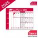 Sasco 2025 Compact Year Wall Planner Landscape with wet wipe pen & sticker pack, Blue, Poster Style, 610mmW x 405mmH - Outer Carton of 10 2410244