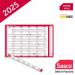 Sasco 2025 Compact Year Wall Planner Landscape with wet wipe pen & sticker pack, Blue, Poster Style, 610mmW x 405mmH - Outer Carton of 10 2410244