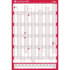 Sasco 2025 Compact Year Wall Planner Portrait with wet wipe pen & sticker pack, Blue, Poster Style, 405mmW x 610mmH  - Outer Carton of 10 2410245