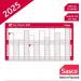 Sasco 2025 Compact Year Wall Planner Portrait with wet wipe pen & sticker pack, Blue, Poster Style, 405mmW x 610mmH - Outer Carton of 10 2410245