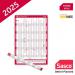 Sasco 2025 Compact Year Wall Planner Portrait with wet wipe pen & sticker pack, Blue, Poster Style, 405mmW x 610mmH - Outer Carton of 10 2410245